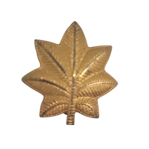 US Army Sterling Silver Oak Shaped Rank Pin Gold Plated over 925 Vintage - Picture 7 of 8